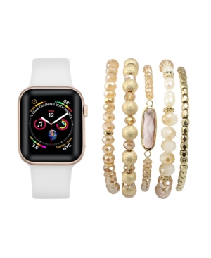 Shop Posh Tech Unisex White Silicone Band For Apple Watch And Bracelet Bundle, 38mm In Assorted