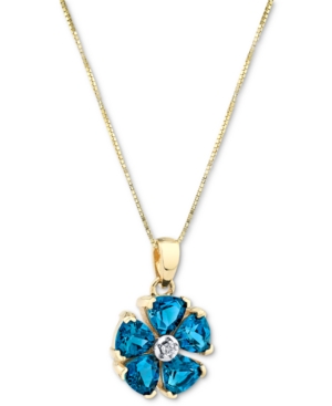 image of Blue Topaz (3 ct. t.w.) & Diamond Accent Flower 18