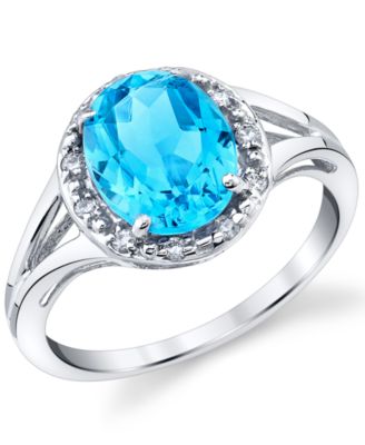 Macy's Blue Topaz (3-1/5 Ct. T.w.) & Diamond (1/10 Ct. T.w.) Ring In ...