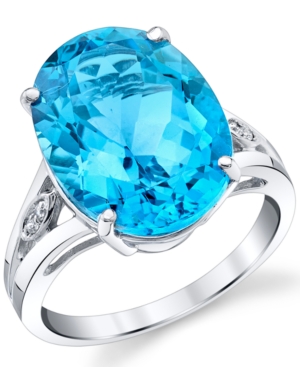 image of Blue Topaz (12 ct. t.w.) & Diamond Accent Ring in Sterling Silver