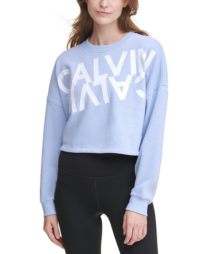Mijlpaal draad arm Calvin Klein Mirror-Logo Cropped Sweatshirt & Reviews - Tops - Women -  Macy's