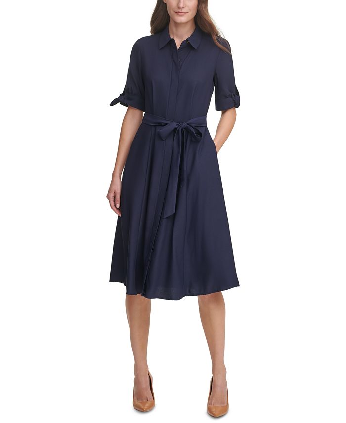 Calvin Klein Women's Belted Tied-Cuff Shirtdress & Reviews - Dresses -  Women - Macy's