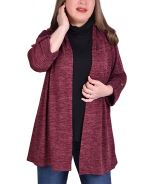 NY COLLECTION WOMEN'S PLUS SIZE 3/4 SLEEVE CARDIGAN