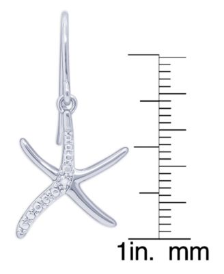 Diamond Accent Starfish Fishhook Ball  Gold Plate Or Silver Plate Stud Set