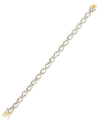 Diamond Accent 'V' Link Bracelet in Silver Plate or Gold Plate