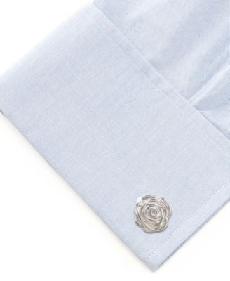Men's Sterling Silver Rhodium Plated Rose Cufflinks