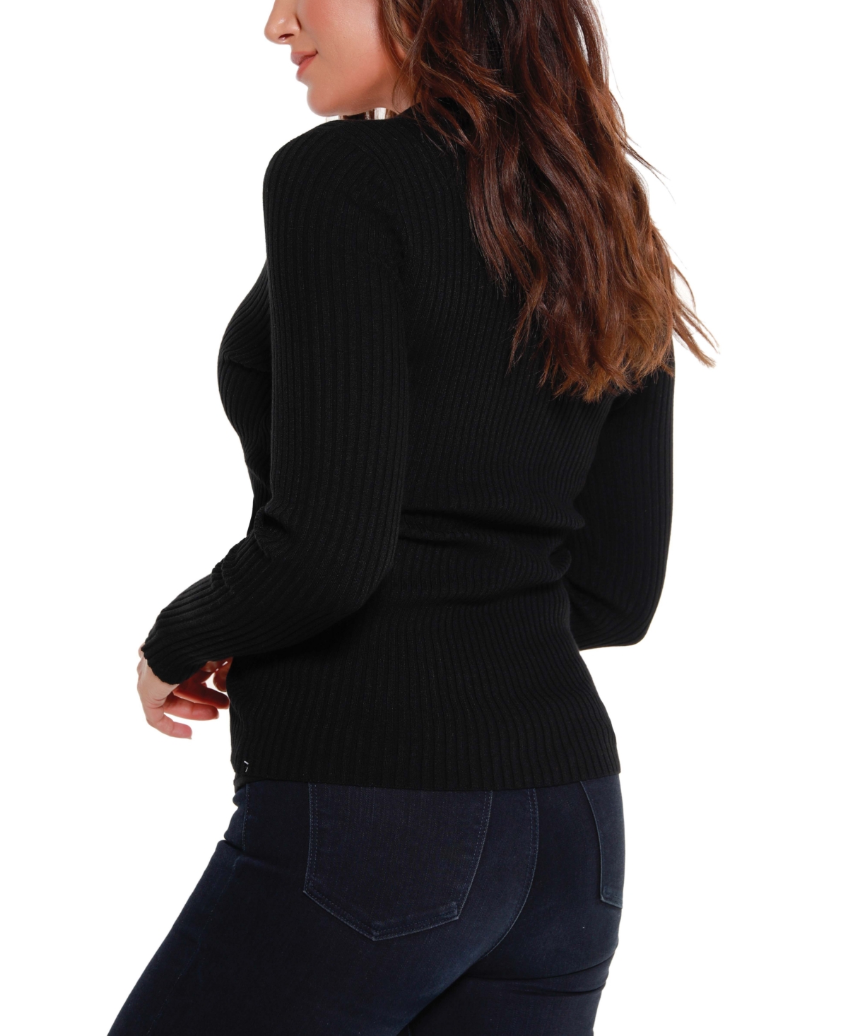 BelldiniLabel Women's Mock Neck Ribbed Sweater - Black