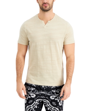 Inc International Concepts Men's Space-dye Split T-shirt, Created For Macy's In Sand Linen
