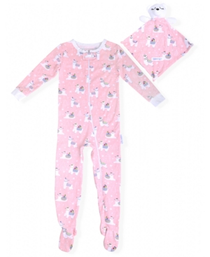 image of Max & Olivia Baby Girls Llama Print Coverall with Blankie Baby