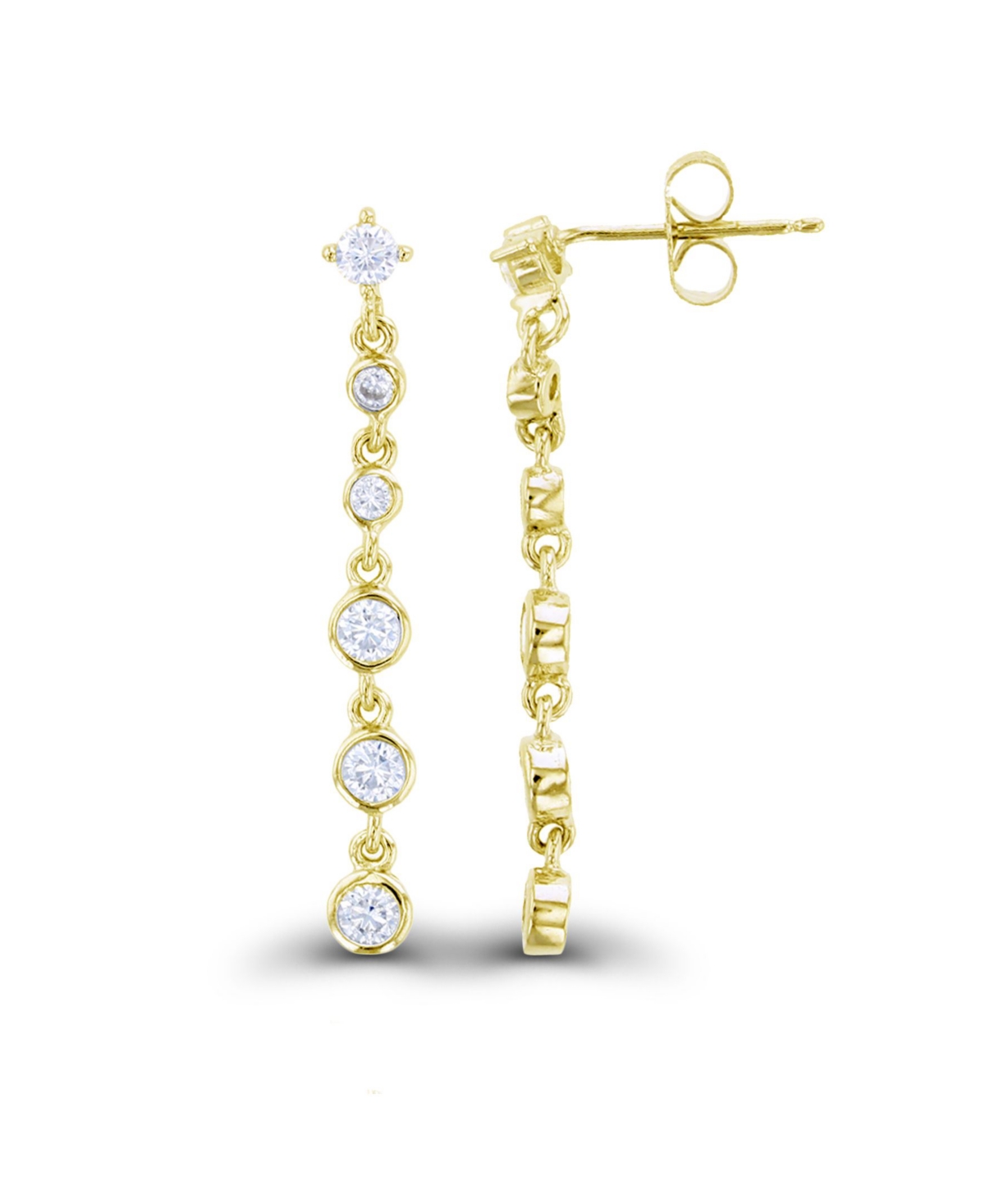 Macy's Cubic Zirconia Rhodium Plated Dangling Bezel Set Earrings (Also in 14k Gold Over Silver)