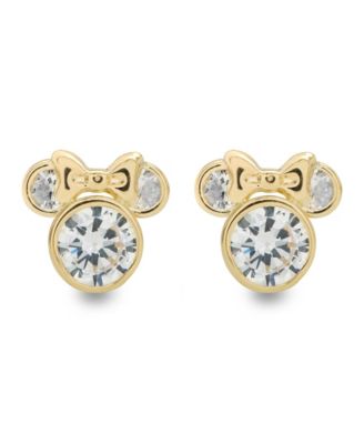 Children's Cubic Zirconia Minnie Mouse Stud Earrings in 14k Gold
