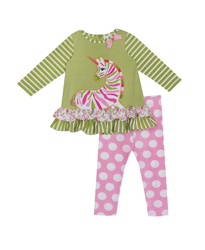 Rare Editions Little Girls Zebra Applique Legging Set Macy's