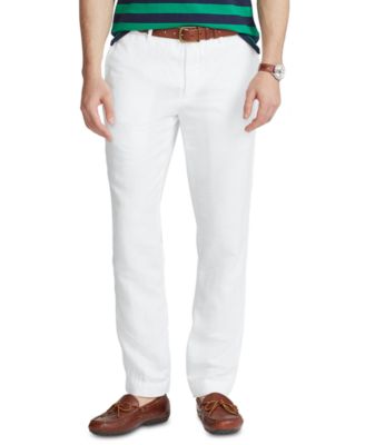 ralph lauren mens white linen pants