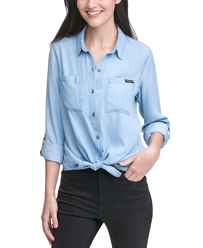 Arthur Redding gisteren Calvin Klein Jeans Petite Utility Shirt - Macy's