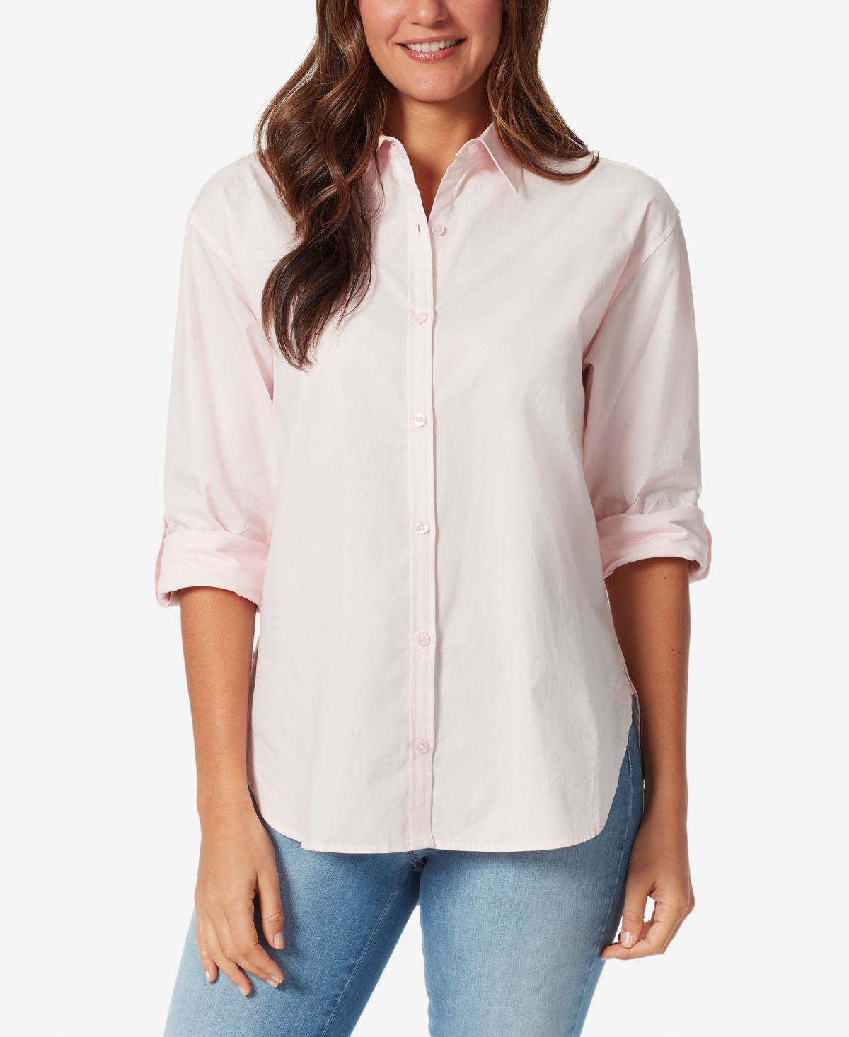 Gloria Vanderbilt Amanda Womens Cotton Office Button-down Top In Pink