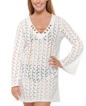 Dotti Poplar Skies Cotton Bell Sleeve Tunic Cover-Up Women's Swimsuit
