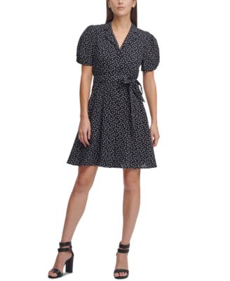 DKNY - Printed Knot-Sleeve Shirtdress
