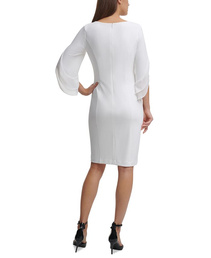 DKNY Sheath with 3/4 Chiffon Sleeves & Reviews - Dresses - Women - Macy's