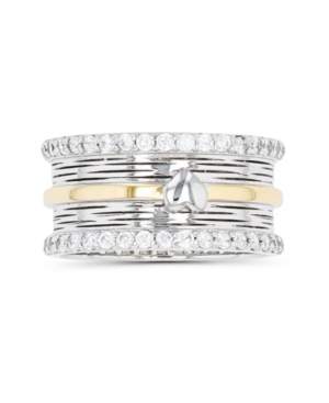 Macy's Cubic Zirconia Two Tone Polished Heart Paved Ring In White