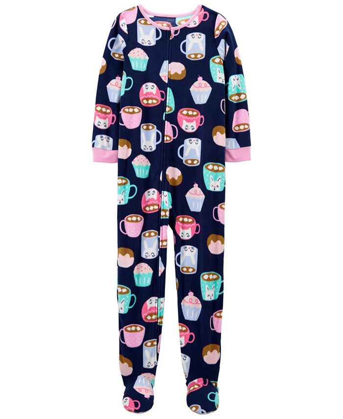 Carter s Big Girl 1 Piece Cupcake Fleece Footie PJs Macy s