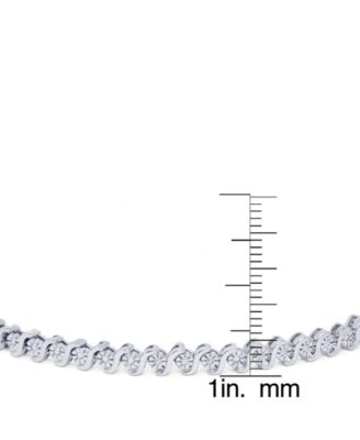 Diamond Accent S Link Adjustable Bolo Bracelet in Silver Plate