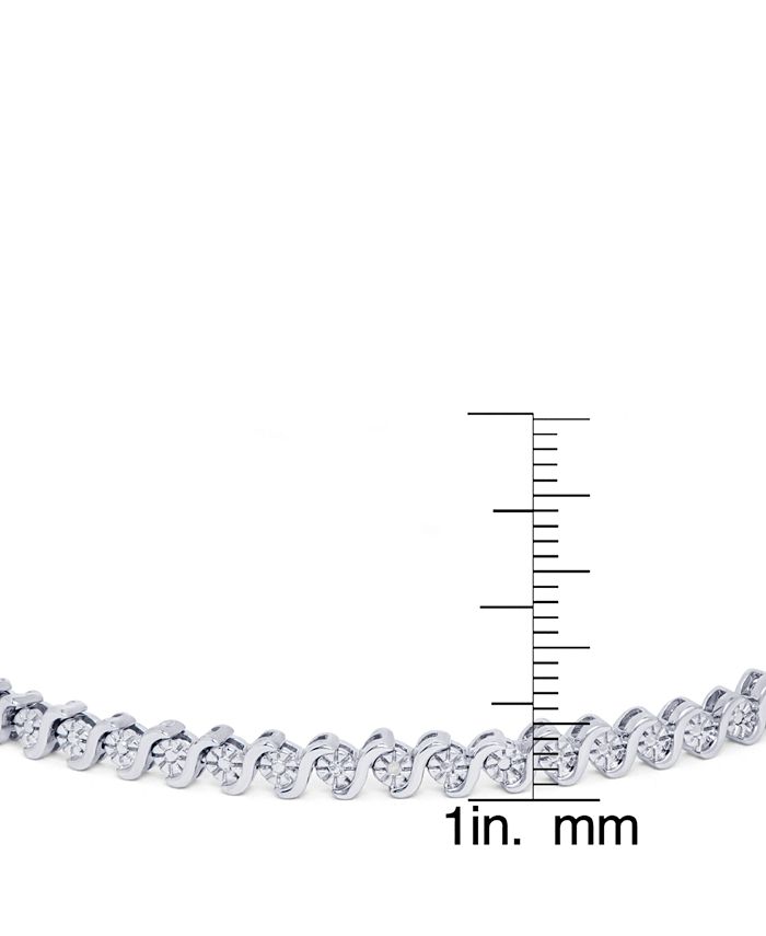 Macy's - Diamond Accent S Link Adjustable Bolo Bracelet in Fine Silver Plate