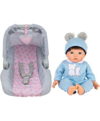 Tiny Treasures Toy Baby Doll with Car Seat Set