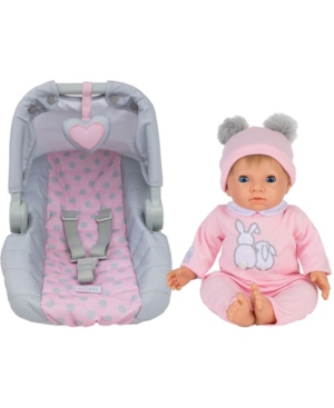 Tiny Treasures Toy Baby Doll with Car Seat Set