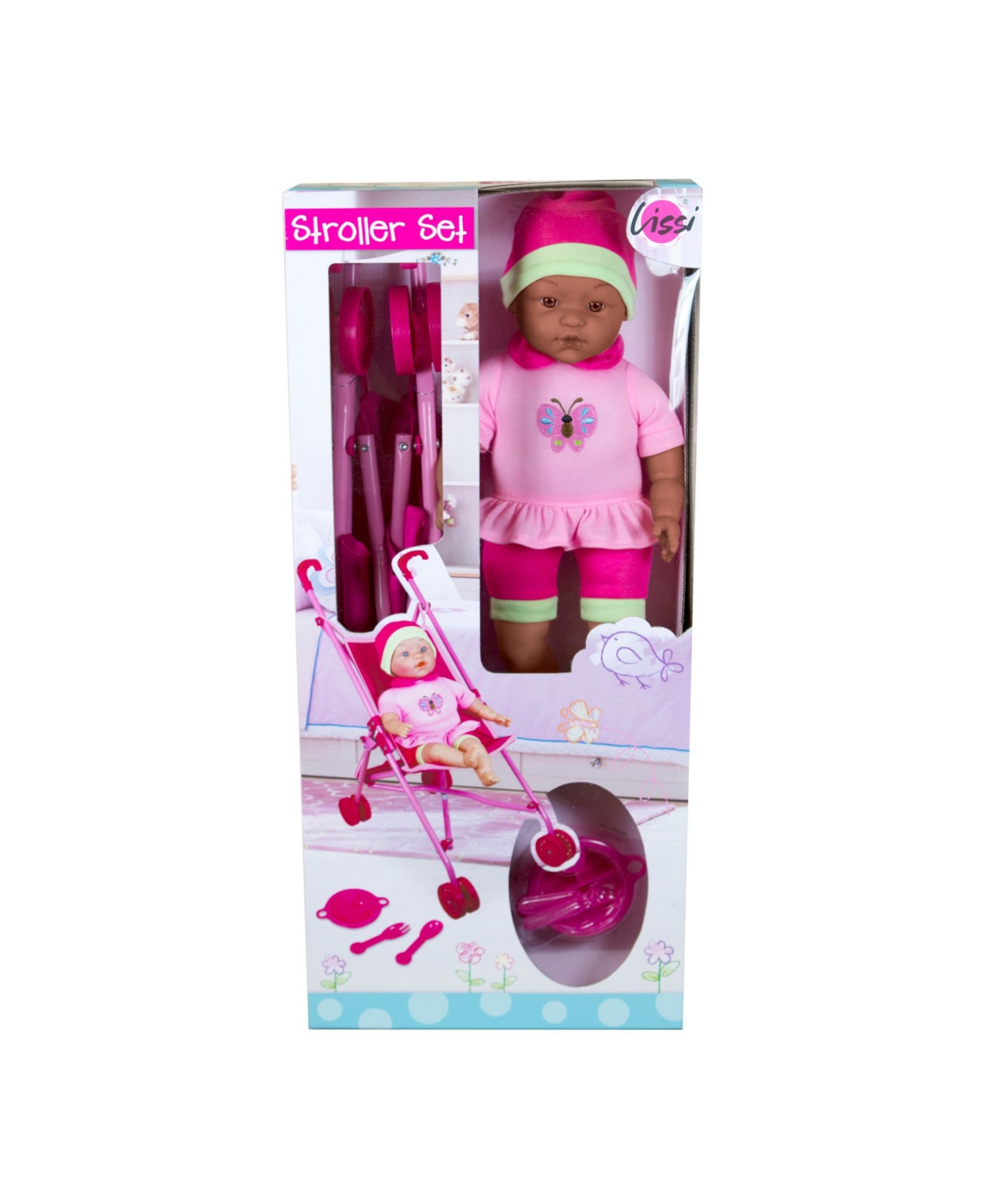 Shop Redbox Lissi Dolls Umbrella Stroller Set With 16" African American Baby Doll In Multi