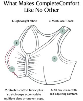 Women's Full Figure Plus Size Complete Comfort Wirefree Cotton T-Back Bra 1908