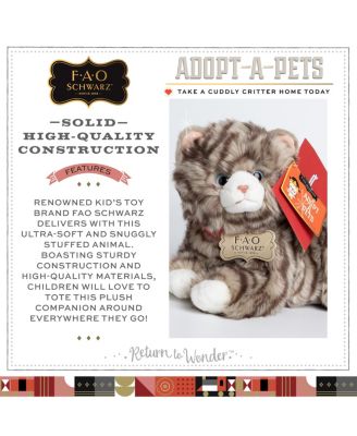 FAO Schwarz Toy Plush Realistic Tabby Cat