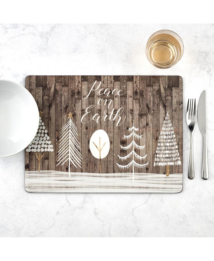 Pimpernel Wooden White Christmas Placemats, Set of 4 Macy's