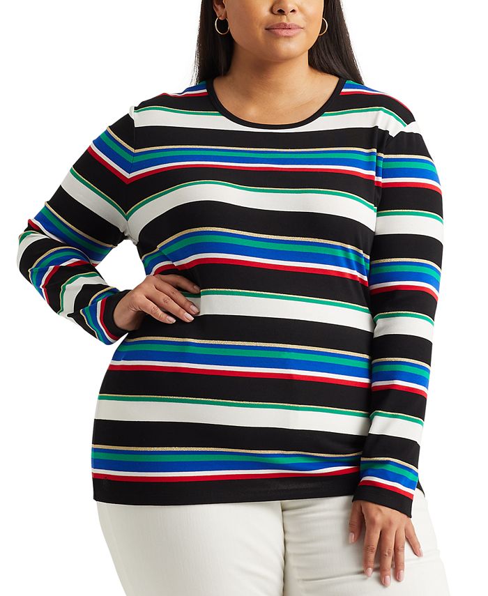 Lauren Ralph Lauren Plus Size MetallicStripe Top Macy's