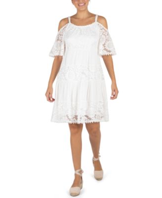 Robbie Bee Petite Lace Cold-Shoulder Dress - Macy's