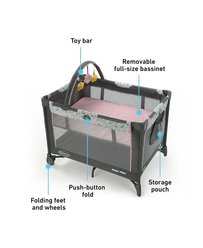Pack and play with storage top