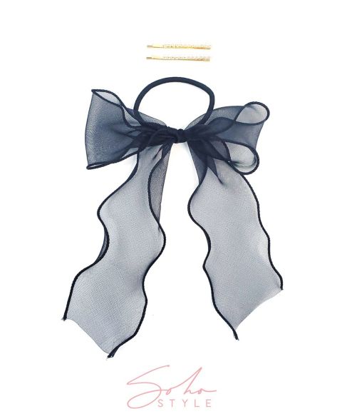 Женские аксессуары Soho Style Chiffon-Wire Bow Ponytail Holder and Imitation Pearl Pop Mini Twin Starfish Bobby Pin Set of 2