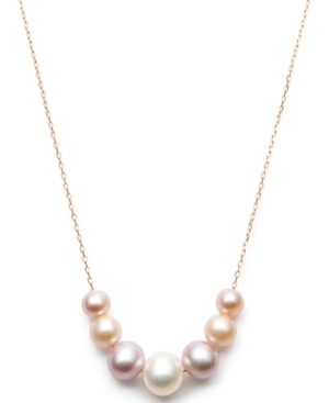 image of Belle de Mer Multi-Cultured Freshwater Pearl Frontal Necklace (6-8-1/2mm) in 14k Rose Gold