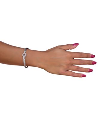 Diamond Horseshoe Braided Mesh Bangle Bracelet (1/4 ct. t.w.) in Sterling Silver