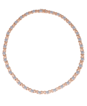 image of Diamond Accent X and Heart Necklace in Rose Gold-Plate