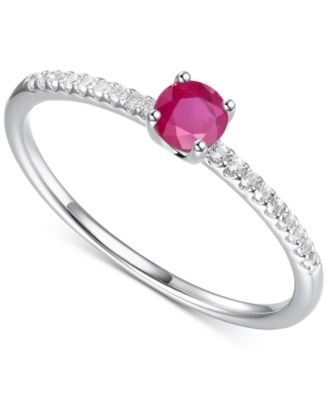 Macy's - Emerald (1/4 ct. t.w.) & Diamond (1/10 ct. t.w.) Ring in Sterling Silver (Also in Ruby & Sapphire)