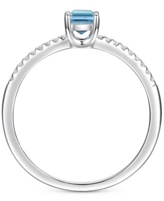 Blue Topaz (3/8 ct. t.w.) & Diamond (1/20 ct. t.w.) Ring in Sterling Silver (Also in Citrine & Amethyst)