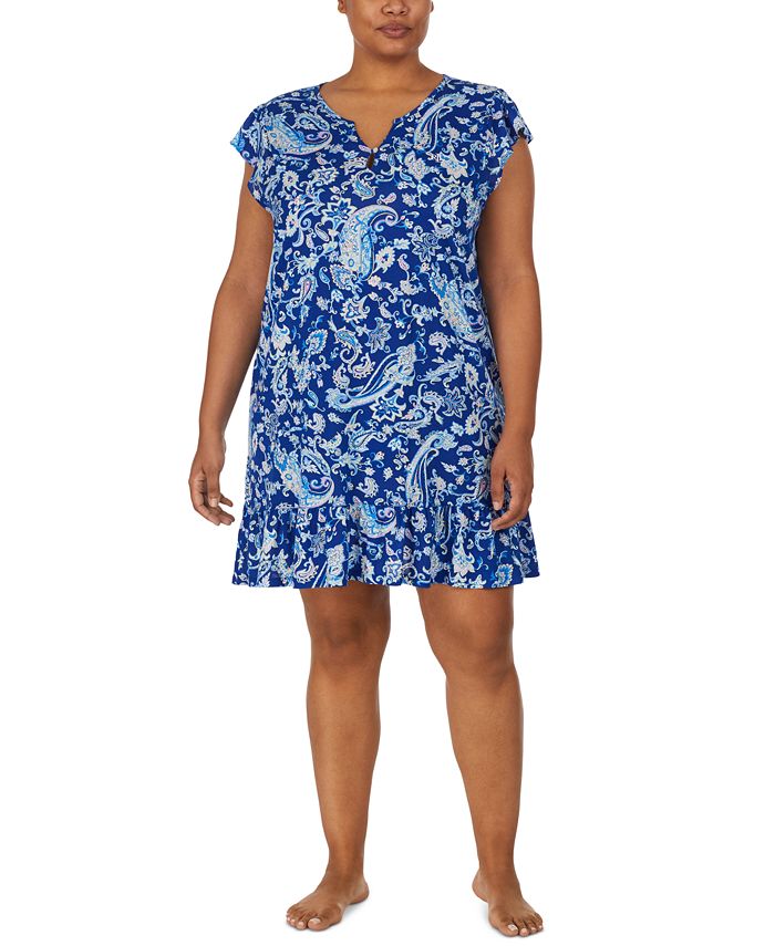 Lauren Ralph Lauren Plus Size Printed RuffleTrim Nightgown Macy's
