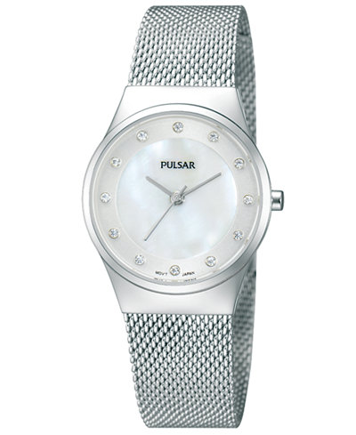 Pulsar Women's Stainless Steel Mesh Bracelet Watch 27mm PH8053