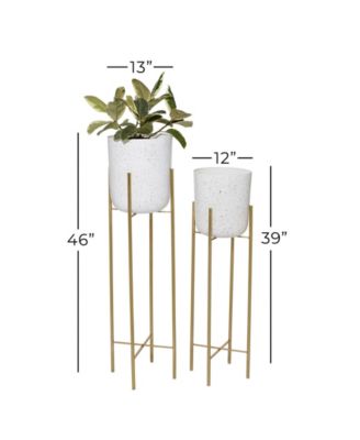 Set of 2 Multi Colored Metal Contemporary Planter, 39", 46"