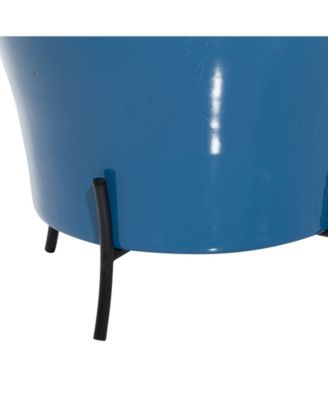 Set of 2 Blue Metal Farmhouse Planter, 9", 12"