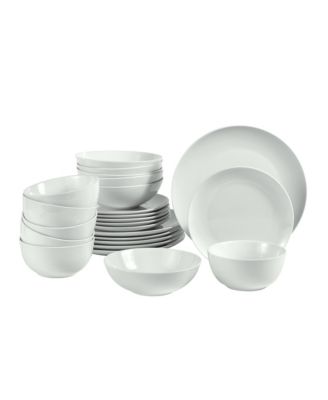 over&back - Simply White Coupe Dinnerware 24pc Set, Service for 6, w/o Mugs