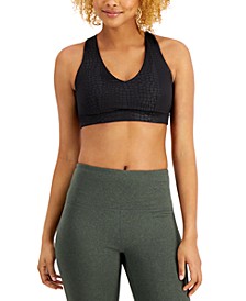 Tonal-Print Strappy Low-Impact Sports Bra, Created for Macy's