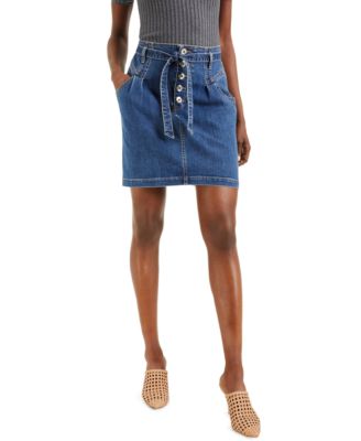 INC International Concepts - Tie-Waist Denim Mini Skirt