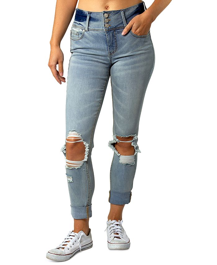 Indigo Rein Juniors' TripleButton Ripped Cuffed Jeans Macy's
