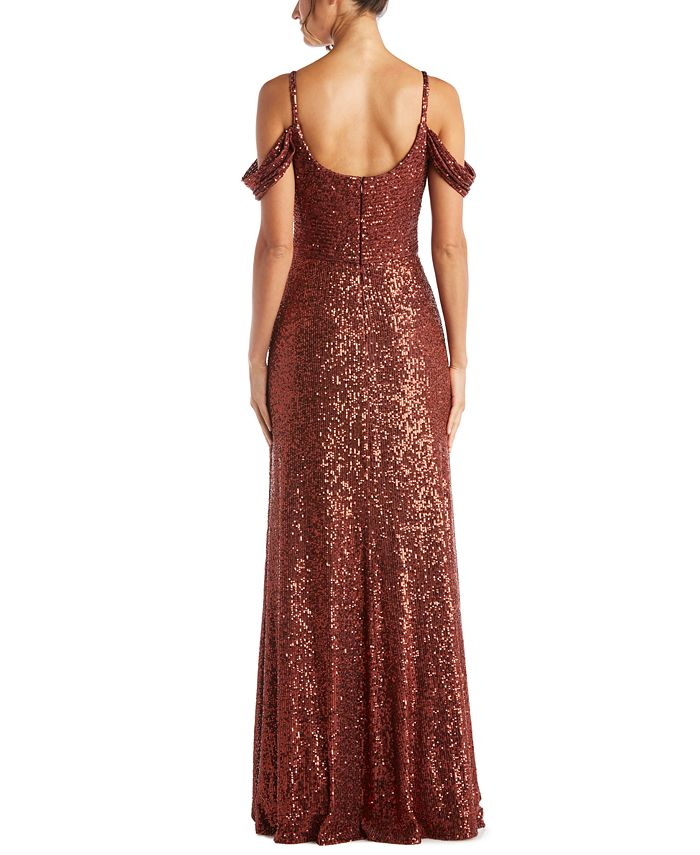 Nightway Sequin Cowlneck Gown - Macy's